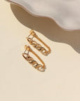14k gold fill alex chain stud earrings handmade by token jewelry, featuring 4 links of our favorite Alexandra Chain attached to a small section of our La Mer chain.