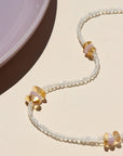 Layered moonstone necklace accented with warm citrine and soft kunzite gems