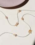 Layered moonstone necklace accented with warm citrine and soft kunzite gems