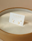 Star and Moon studs set Sterling Silver or 14k Gold Fill. Token Jewelry, handmade, hypoallergenic and waterproof.