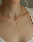 Chain and clear crystal lariat. Wedding Jewelry. Classic and Modern. Sterling Silver or 14k Gold Fill. Token Jewelry, handmade, hypoallergenic and waterproof.