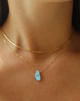 Labradorite Slice Necklace - Token Jewelry. Sterling Silver or 14k Gold Fill. Token Jewelry, handmade, hypoallergenic and waterproof.