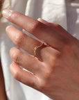 Model wearing 14k gold fill Plunge ring