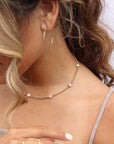 Model Wearing 14k gold fill Rosalie Pearl Choker.