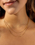 Model wearing 14k gold fill Sailor Chain - Token Jewelry