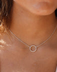 Model wearing 925 sterling silver Spiral Necklace