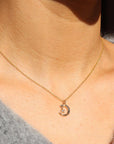 Model wearing Moon W/ Sparkle Charm Necklace