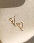 14k gold fill sequin wire stud earrings on a light background