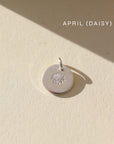 Birth Flower Charm Mother's Day Gifts, Personalized Jewelry, Handmade Jewelry, Gold coin that features a flower stamped by Token Jewelry in Eau Claire, WI