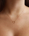 solid gold eternity necklace, smaller version of classic eternity, solid gold necklace, made in the USA, handmade in eau claire, wi, handmade jewelry, timeless jewelry, timeless designs, solid gold necklace, solid gold necklace, classic designs, timeless, elegant, everyday
