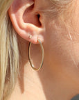 14k gold fill flat oval hoop with snap closure, local Eau Claire, WI studio, Token Jewelry
