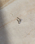 Faceted Cubic Zirconia gemstones set in 14k gold fill ear posts and displayed on a stone tray. Available in downtown Eau Claire, Wi at Token Jewelry Edit alt text