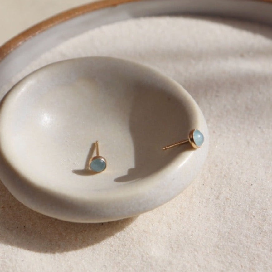 Aquamarine stud earrings, stud earrings, gemstone earrings, handmade at token jewelry in Eau Claire Wisconsin  Edit alt text