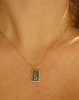 Cosette linked chain - Gold or Sterling Silver Rectangle Hammered edge - Monogrammed with letter - Jewelry near me - Eau Claire