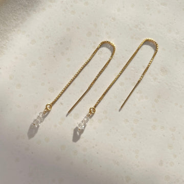 Herkimer Trine Threaders - Token Jewelry - everyday effortless jewelry - minimalist style - minimal modern jewelry - delicate gold jewelry - valentines day gifts for her - jewelry designs - jewelry store near me - everyday effortless jewelry