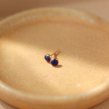 Lapis Studs - Token Jewelry - eau claire jewelry store - jewelry store near me - handmade jewelry - gemstone earrings - 14k gold fill earrings - sterling silver earrings