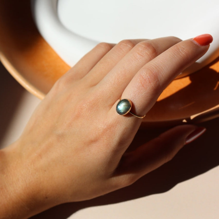 Labradorite Ring - Token Jewelry  Sterling Silver or 14k Gold Fill. Token Jewelry, handmade, hypoallergenic and waterproof.