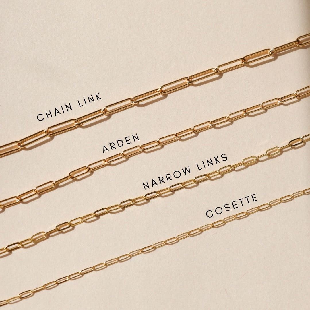 comparison photo of 4 different paperclip chains all on a light background