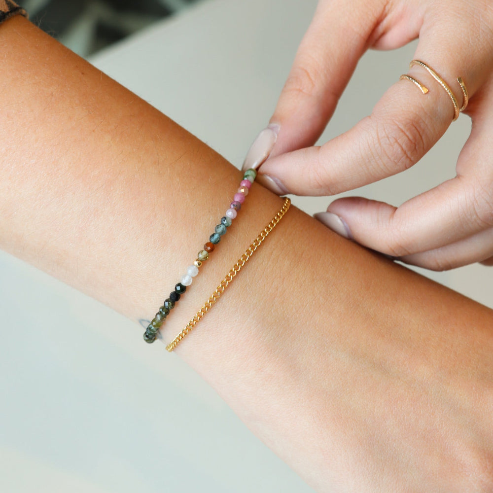 Tourmaline Bracelet — bracelet with mixed colorful tourmaline stones, available in 14K gold fill or sterling silver, lightweight and perfect for layering