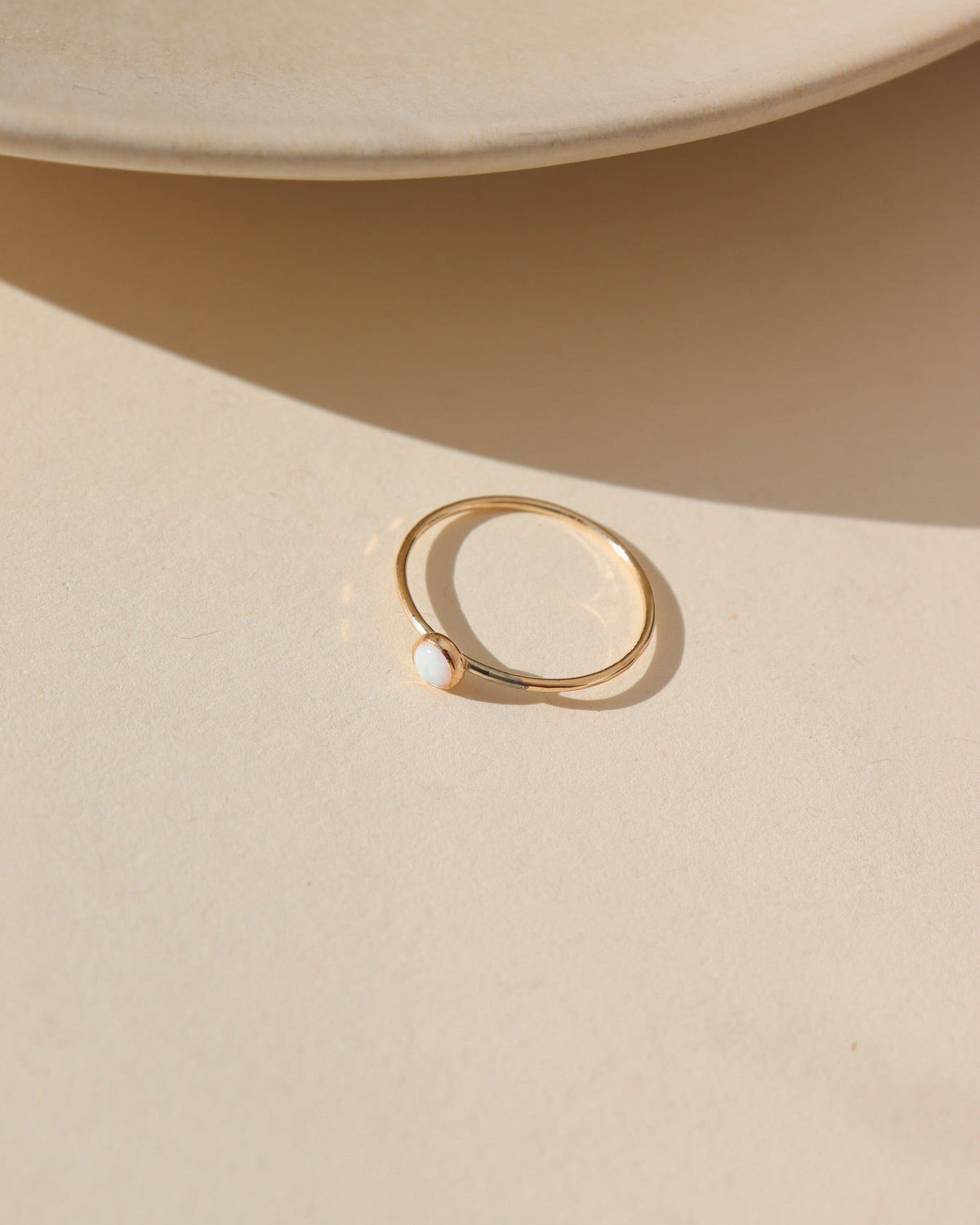 14k gold fill bezel band with 4mm opal stone