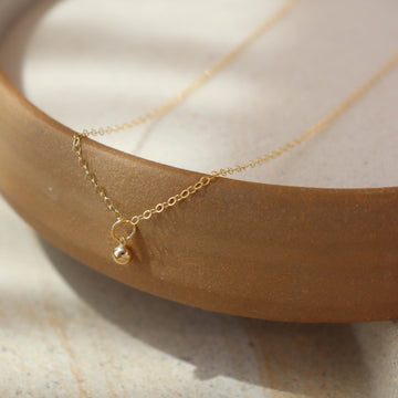 Golden Ball Necklace. Wedding Jewelry. Classic and Modern. Sterling Silver or 14k Gold Fill. Token Jewelry, handmade, hypoallergenic and waterproof.