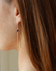 blue and gold threader earrings handmade by Token Jewelry in Eau Claire, Wisconsin