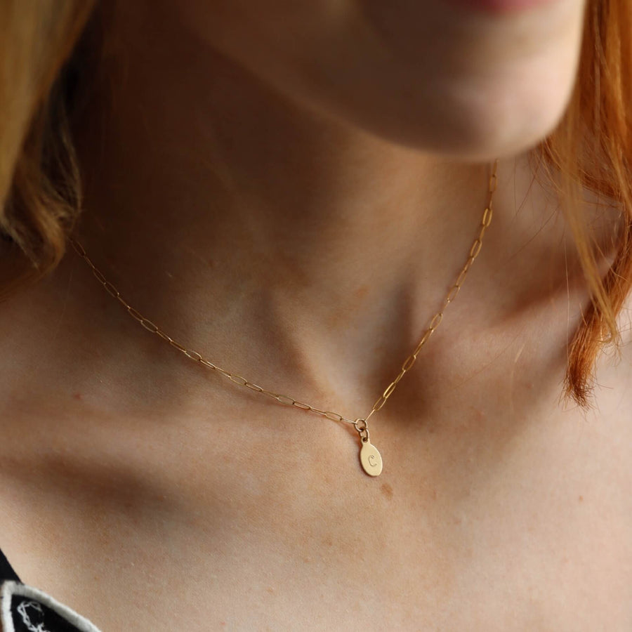 Olivia Monogram Necklace with Cosette Chain - Token Jewelry - gold chain monogram necklace - personalized jewelry  - gifts for mom - gifts for her - minimal layering necklace - gold fit chain 