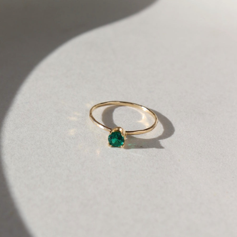 Emerald Solitaire Ring in 14k Gold