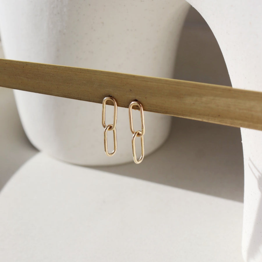 Link Studs in 14k Gold