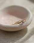 A pink variety of the mineral Beryl, this solid gold ring is adorned with a soft blush Morganite. A forever timeless,14k gold ring that you'll cherish for years to come. Each purchase comes with an elegant, vegan leather box for storing + caring for your jewelry.