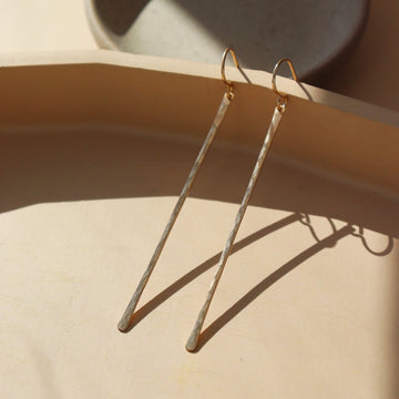 matchstick gold hanging earrings | handmade by Token Jewelry in Eau Claire, Wisconsin