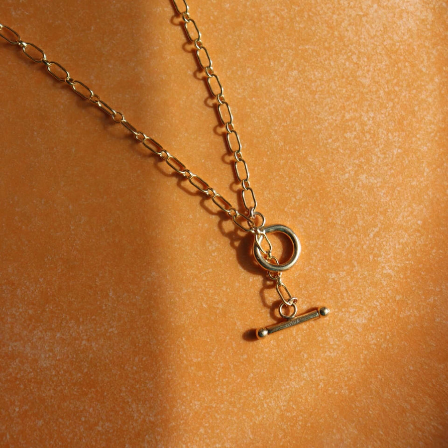 14k gold fill Brooklyn Toggle necklace, Handmade in Eau Claire Wisconsin.