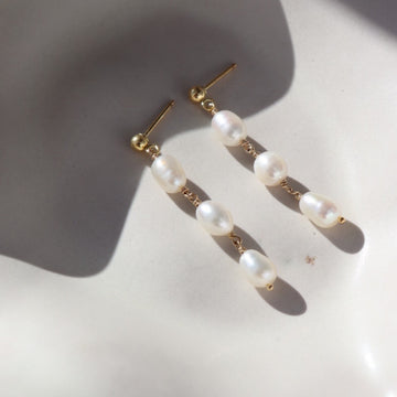 Trillium Pearl Drop Earrings