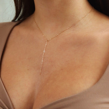 Cosette Lariat in 14k Gold - Token Jewelry
