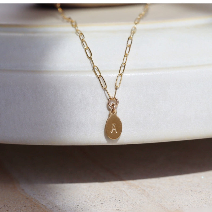 Olivia Monogram Necklace with Cosette Chain - Token Jewelry - gold chain monogram necklace - personalized jewelry  - gifts for mom - gifts for her - minimal layering necklace - gold fit chain 