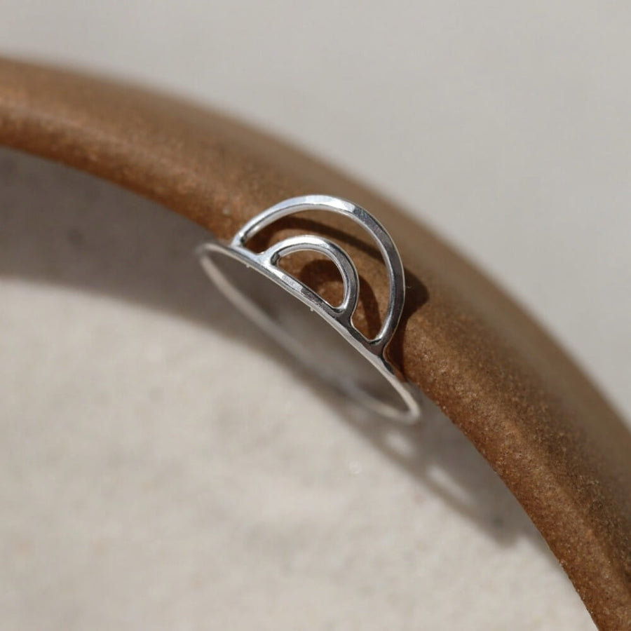 lightly hammered two arc rainbow shape ring band - 14k gold fill or sterling silver - handmade in our local studio in Eau Claire, WI - Token Jewelry
