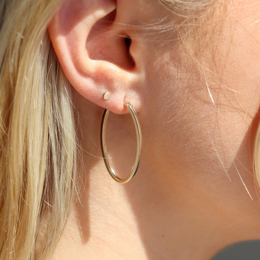 14k gold fill flat oval hoop with snap closure, local Eau Claire, WI studio, Token Jewelry