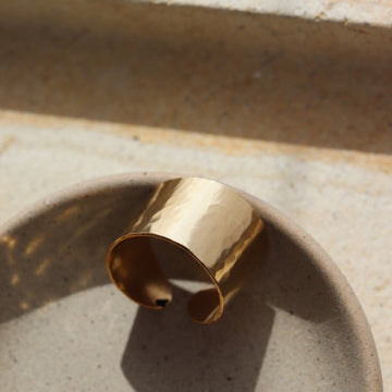 Cuff Ring - Token Jewelry Cuff Ring - Token Jewelry - 14k gold filled cuff ring - hammered design - token jewelry - Eau Claire Wisconsin - women's fashion - accessory - core collection - waterproof jewelry - tarnish proof