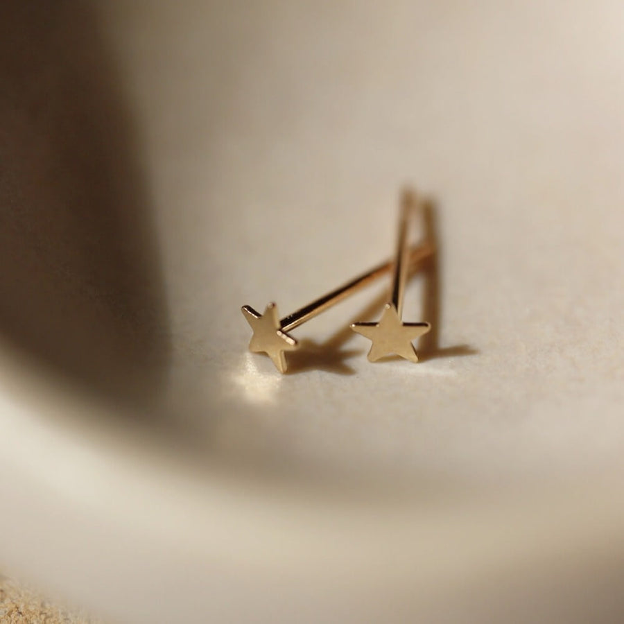 star shaped studs Sterling Silver or 14k Gold Fill. Token Jewelry, handmade, hypoallergenic and waterproof.
