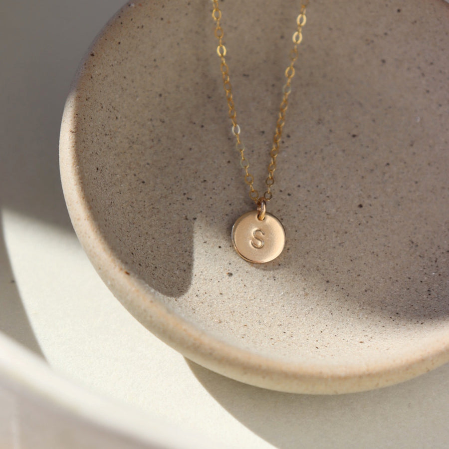 Small Monogram Disc Necklace (3/8")