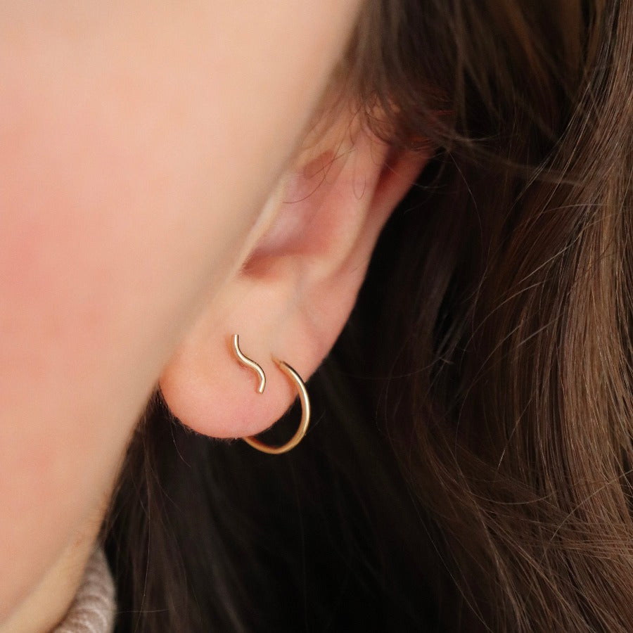 14k gold swell studs, solid gold heirloom collection, everyday, single earring or a pair, timeless classic, handmade in Eau Claire, WI, studs, solid gold, handmade jewelry, token jewelry 