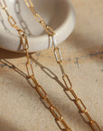 paper clip chain link chain - with sparkle line texture - 14k gold fill - locally handmade in our Eau Claire, WI studio - Token Jewelry 